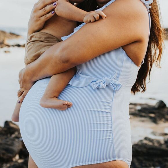 Kindred Bravely Ruffle Wrap Maternity & Nursing One Piece Swimsuit - Picture 3 of 9